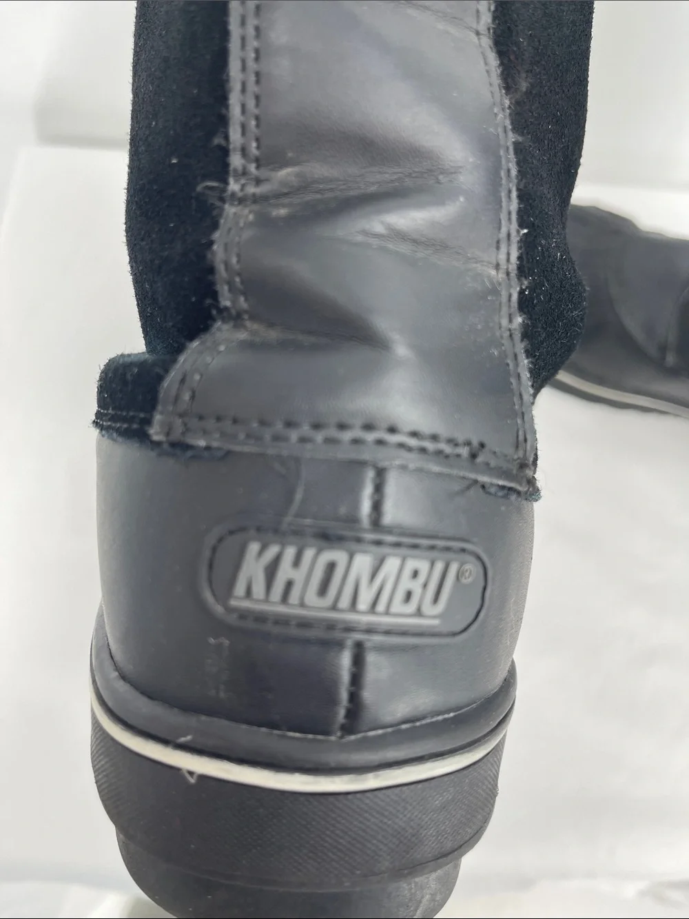 KHOMBU SIZE 11 Women's Black Faux-Fur Lace-Up Winter Boots with Grey Trim